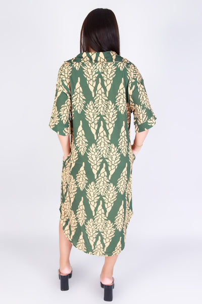 Jeans Warehouse Hawaii - SLEEVE SHORT PRINT DRESSES - GINGER MIDI T-SHIRT DRESS | By LUZ