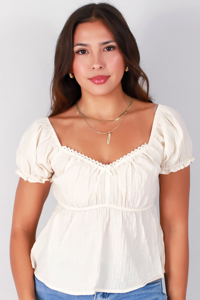 Jeans Warehouse Hawaii - S/S SOLID WOVEN CASUAL TOPS - BLUSH BELLE TOP | By POPULAR 21