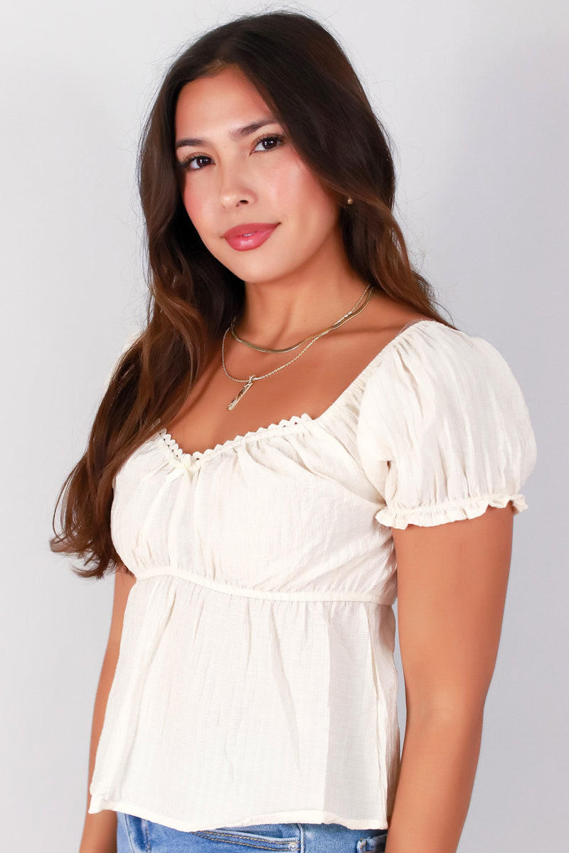 Jeans Warehouse Hawaii - S/S SOLID WOVEN CASUAL TOPS - BLUSH BELLE TOP | By POPULAR 21