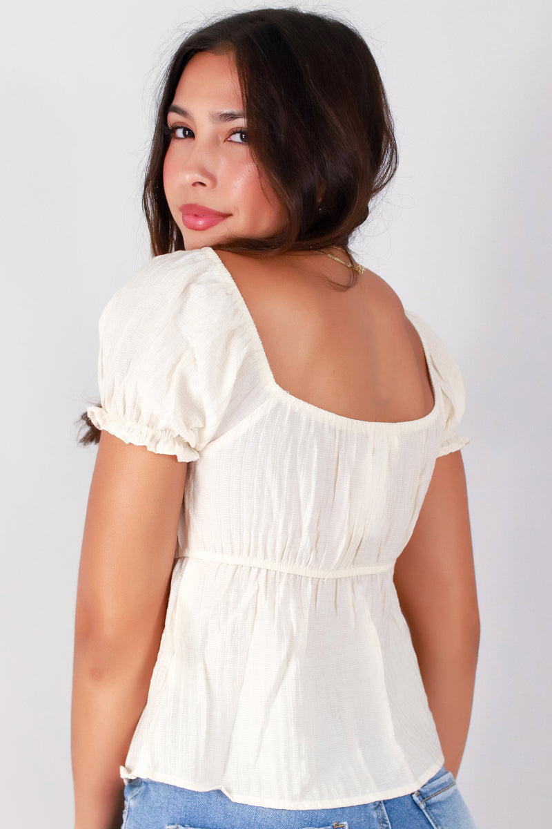 Jeans Warehouse Hawaii - S/S SOLID WOVEN CASUAL TOPS - BLUSH BELLE TOP | By POPULAR 21