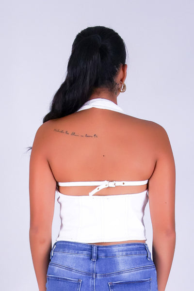 DENIM DIVA HALTER VEST TOP