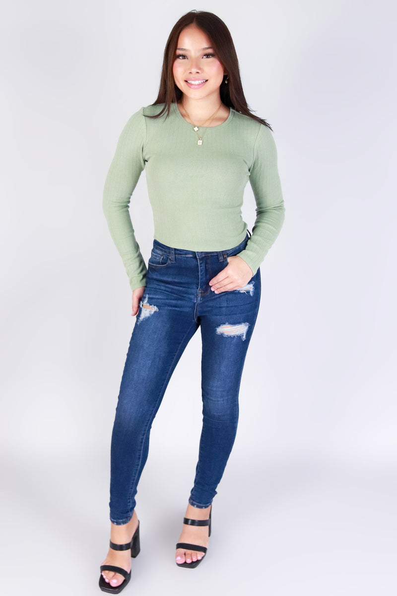Jeans Warehouse Hawaii - LS CASUAL SOLID - DELICATE DETAILS LONG SLEEVE TOP | By CRESCITA APPAREL/SHINE I