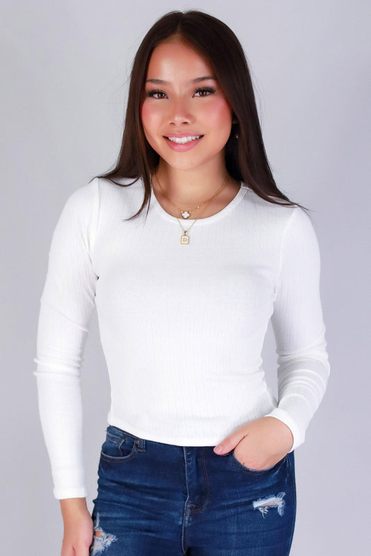 Jeans Warehouse Hawaii - LS CASUAL SOLID - DELICATE DETAILS LONG SLEEVE TOP | By CRESCITA APPAREL/SHINE I