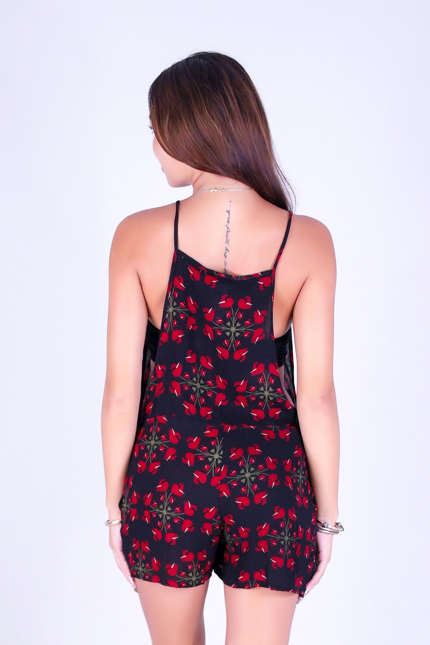 ANTHURIUM QUILT OVERALL ROMPER