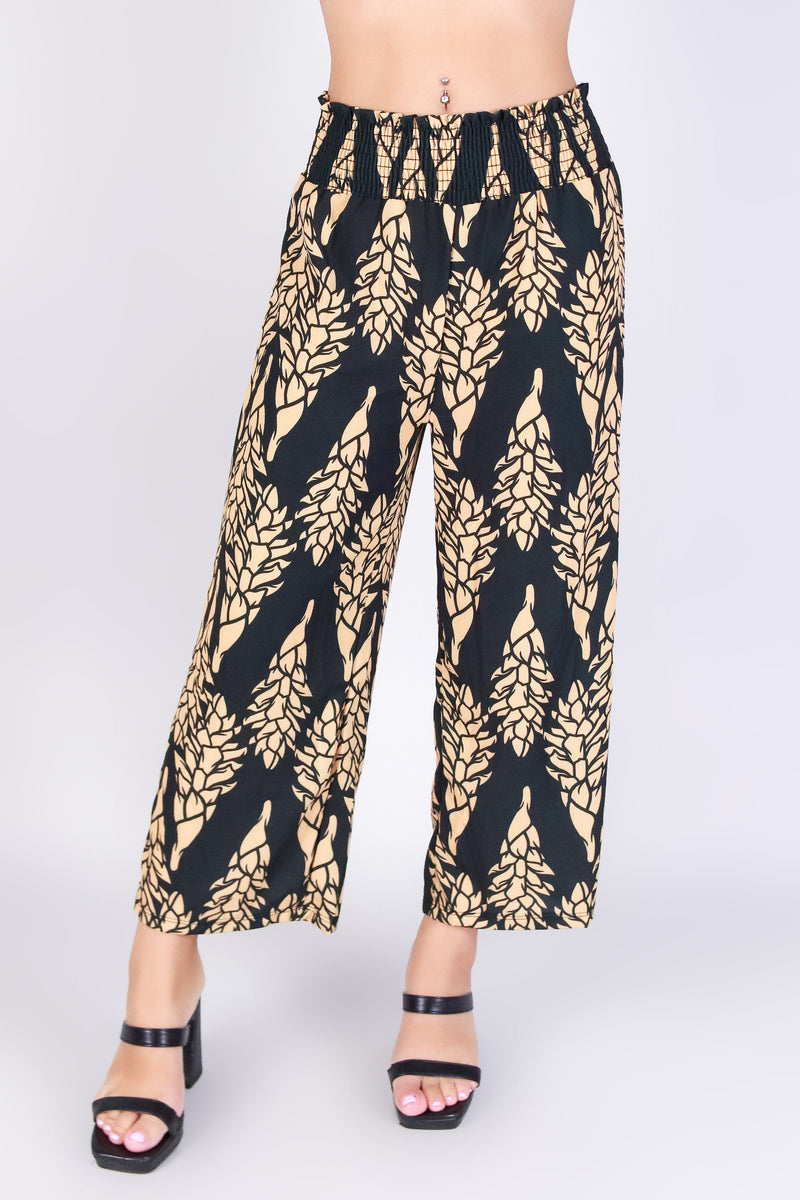Jeans Warehouse Hawaii - PRINT WOVEN PANTS - GINGER SMOCKED WAIST PANTS | By LUZ