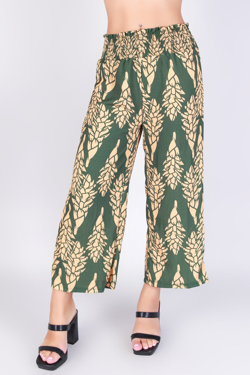 Jeans Warehouse Hawaii - PRINT WOVEN PANTS - GINGER SMOCKED WAIST PANTS | By LUZ