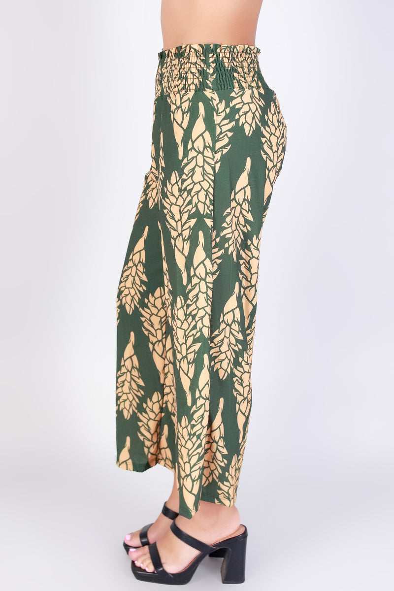 Jeans Warehouse Hawaii - PRINT WOVEN PANTS - GINGER SMOCKED WAIST PANTS | By LUZ
