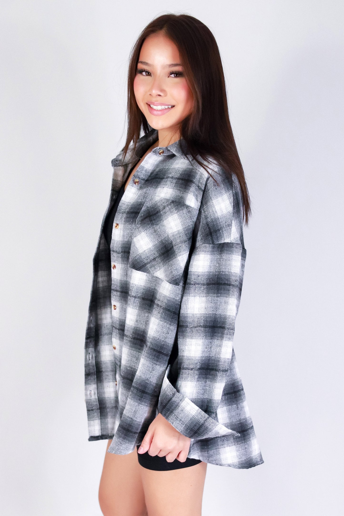 Jeans Warehouse Hawaii - L/S PRINT WOVEN CASUAL TOPS - FOREVER PLAID TOP | By CI SONO/CAVALINI