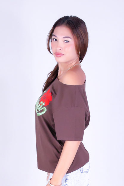 HAWAII HIBISCUS OFF SHOULDER TEE