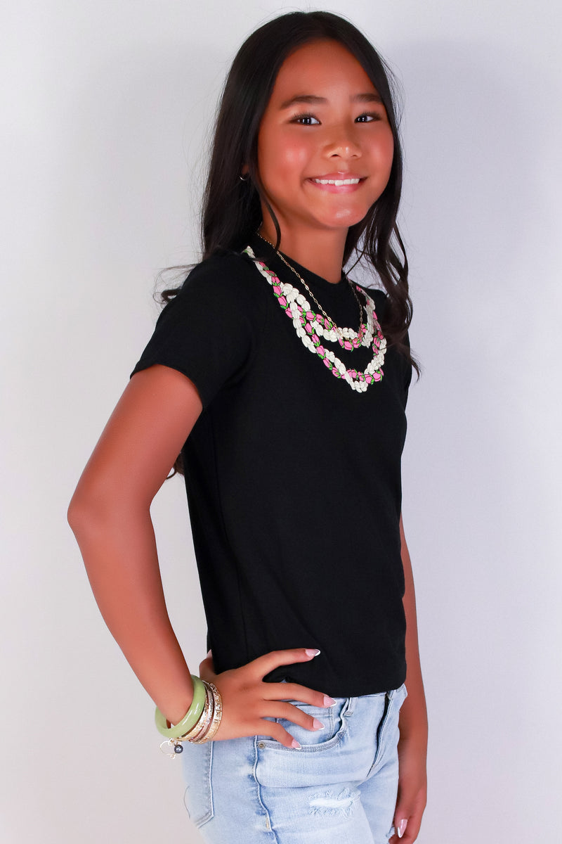 Jeans Warehouse Hawaii - S/S PRINT 7-16 - LOKELANI PIKAKE TWIST LEI TEE | KIDS SIZE 7-16 | By GREENWELL PROMOTIONS LTD
