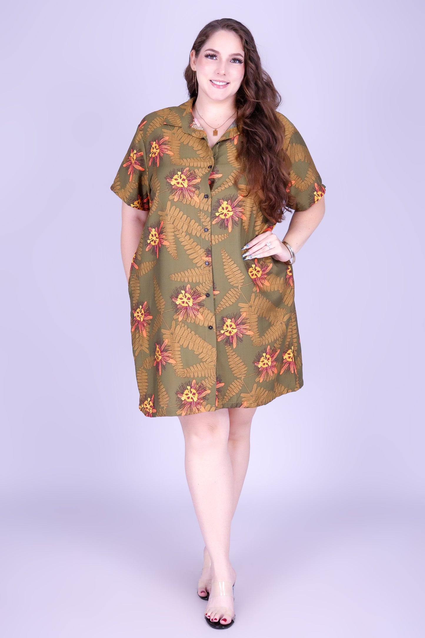 LILIKOI FERN BUTTON DOWN DRESS