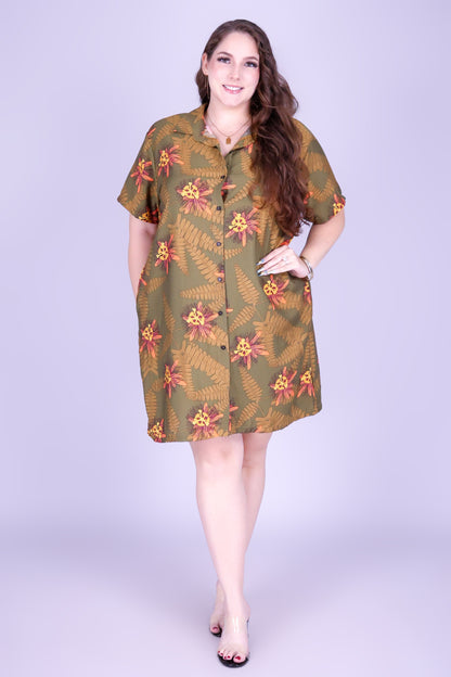 LILIKOI FERN BUTTON DOWN DRESS