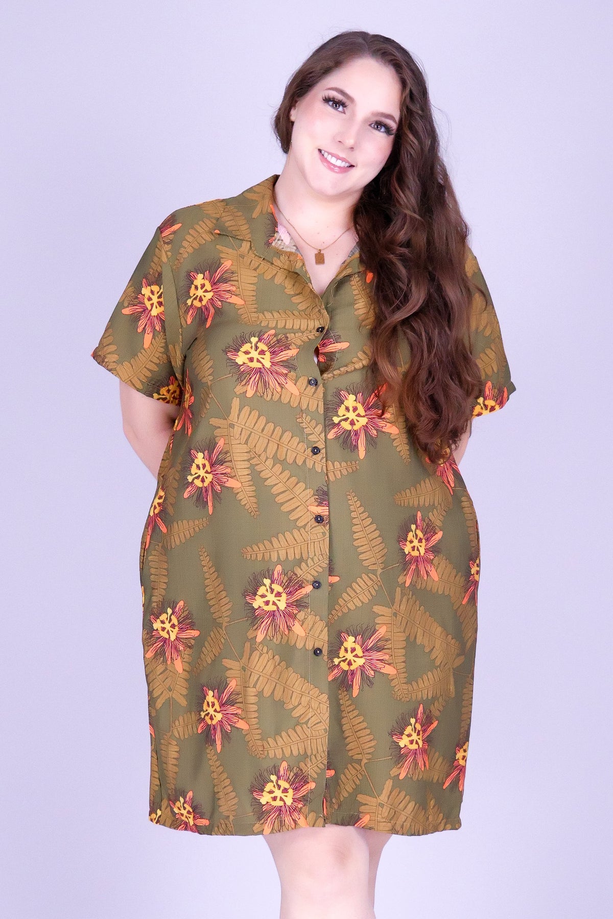 LILIKOI FERN BUTTON DOWN DRESS