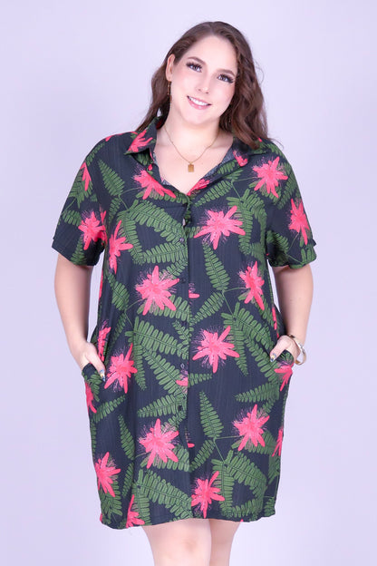 LILIKOI FERN BUTTON DOWN DRESS
