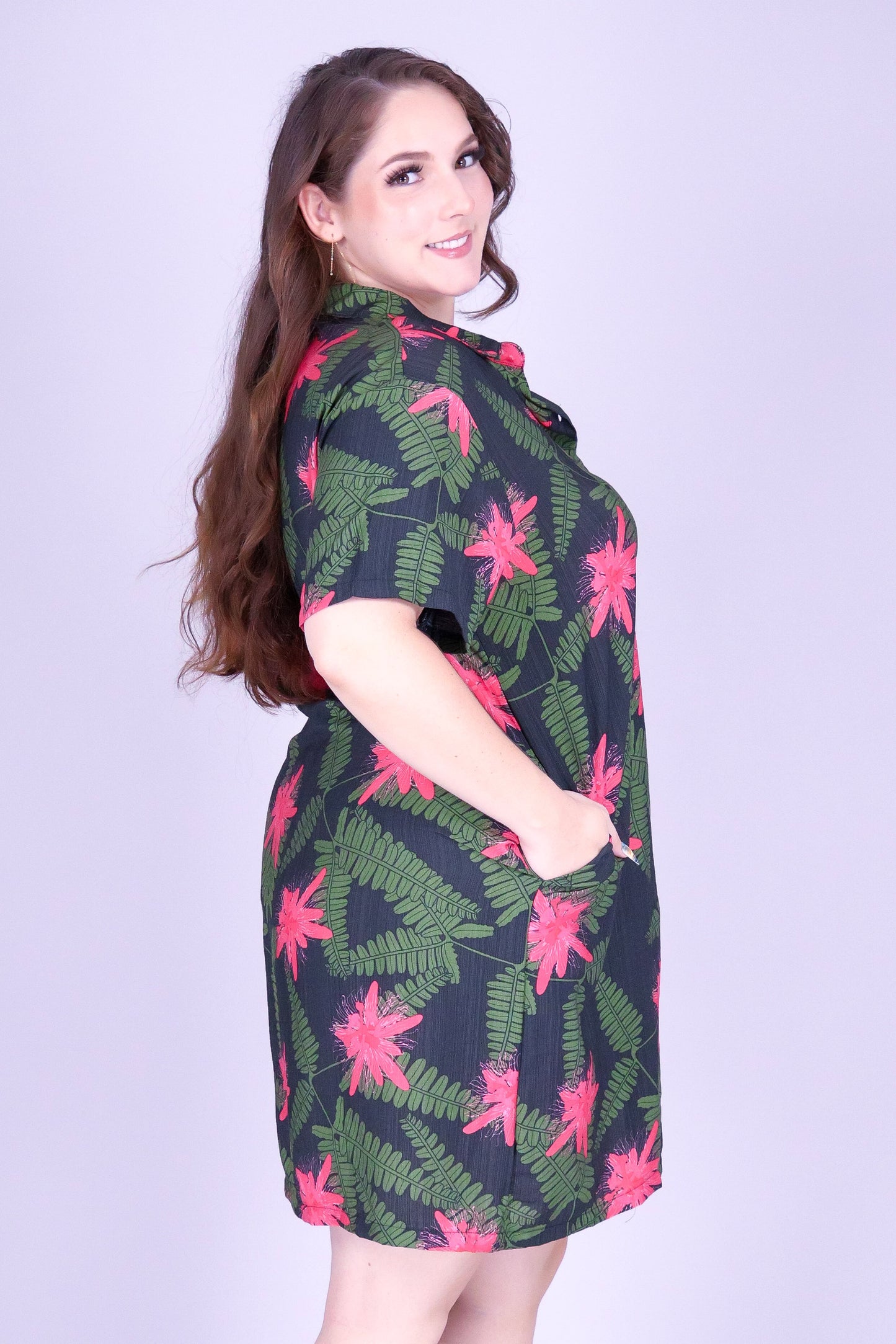 LILIKOI FERN BUTTON DOWN DRESS