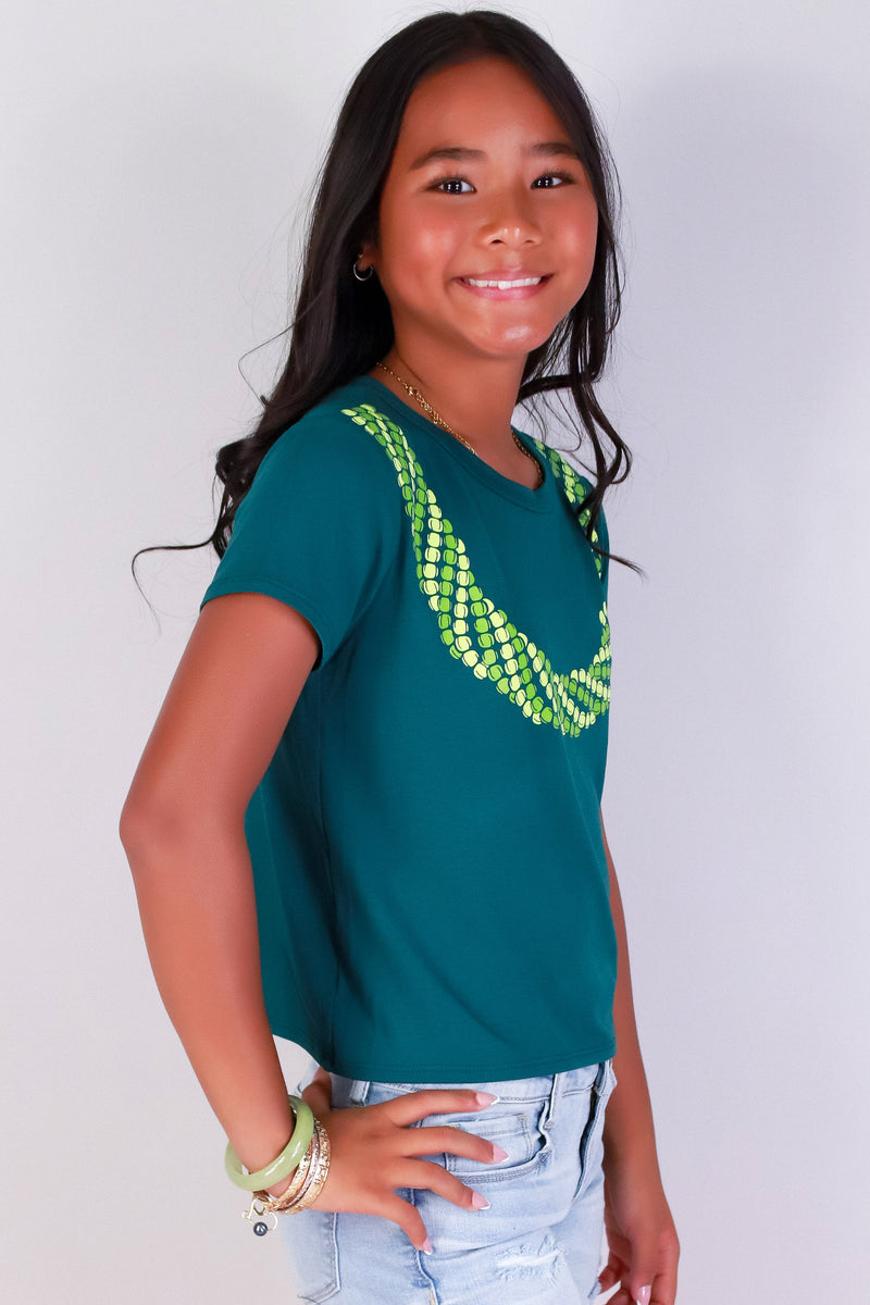 Jeans Warehouse Hawaii - S/S PRINT 7-16 - MOKIHANA LEI TEE | KIDS SIZE 7-16 | By LUZ