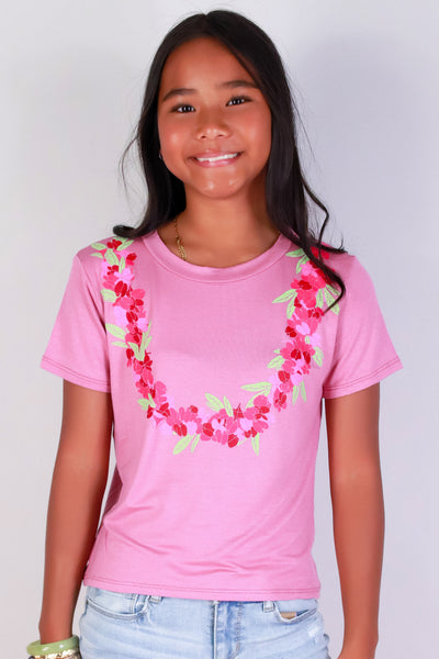 Jeans Warehouse Hawaii - S/S PRINT 7-16 - AALII LEI TEE | KIDS SIZE 7-16 | By LUZ