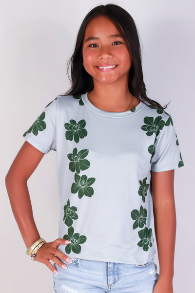 Jeans Warehouse Hawaii - S/S PRINT 7-16 - ORCHID TEE | KIDS SIZE 7-16 | By LUZ