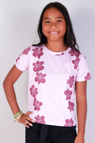 Jeans Warehouse Hawaii - S/S PRINT 7-16 - ORCHID TEE | KIDS SIZE 7-16 | By LUZ