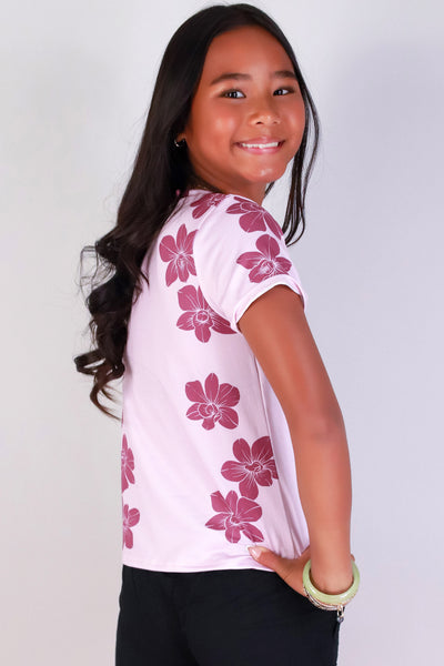 Jeans Warehouse Hawaii - S/S PRINT 7-16 - ORCHID TEE | KIDS SIZE 7-16 | By LUZ