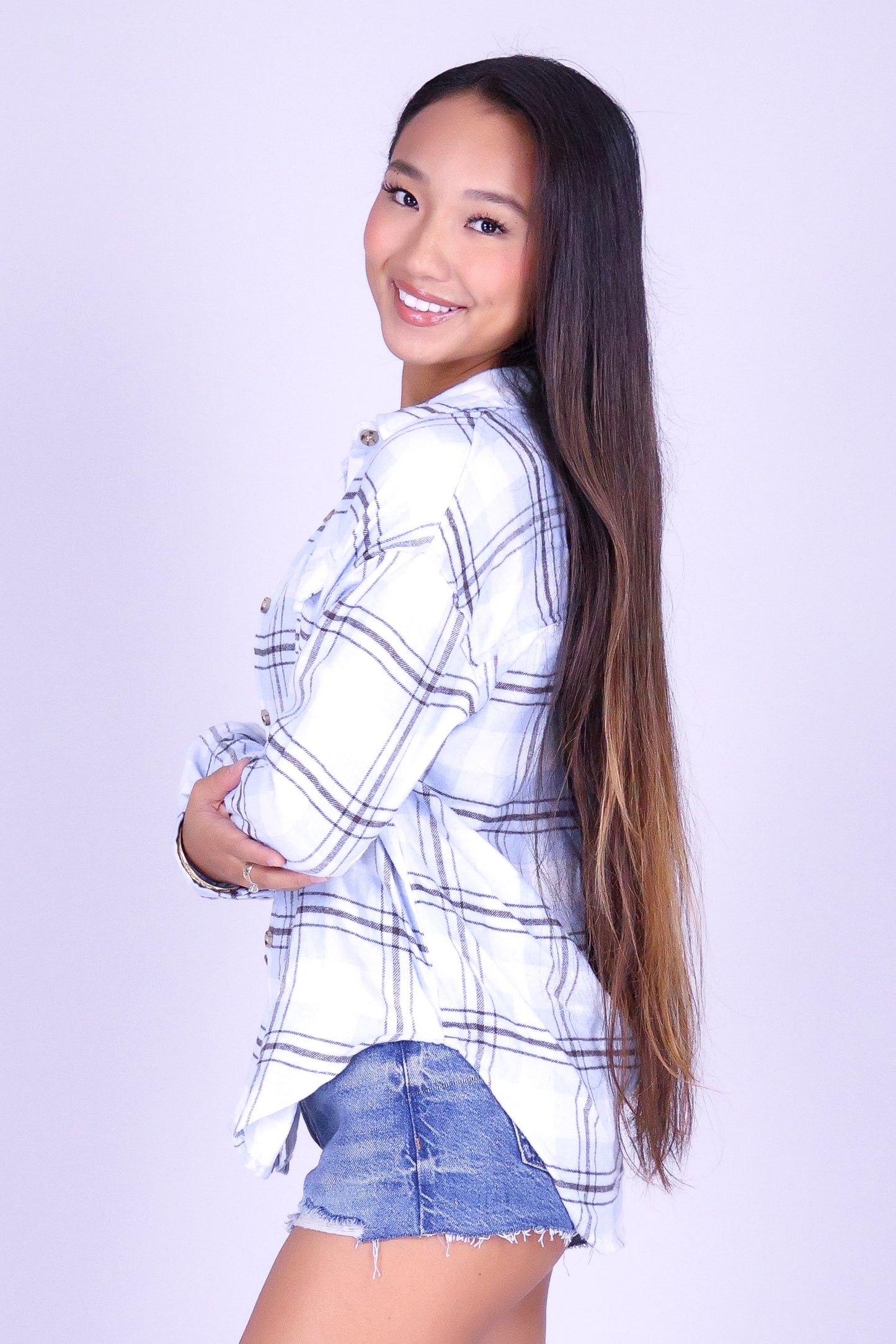 ROUGH CUT PLAID TOP