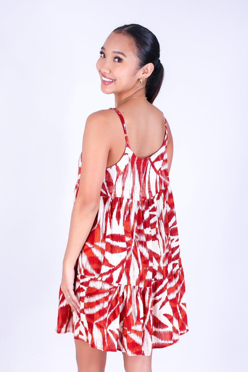 WATERCOLOR PARADISE TIERED BABYDOLL DRESS