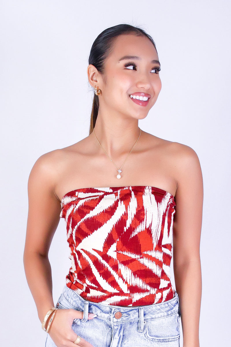 WATERCOLOR PARADISE CROP TUBE TOP