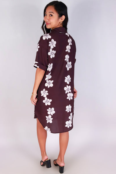 Jeans Warehouse Hawaii - SLEEVE SHORT PRINT DRESSES - ORCHID BUTTON DOWN DRESS | By LUZ
