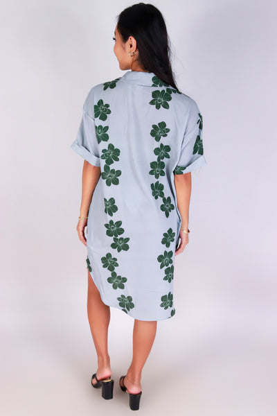 Jeans Warehouse Hawaii - SLEEVE SHORT PRINT DRESSES - ORCHID BUTTON DOWN DRESS | By LUZ