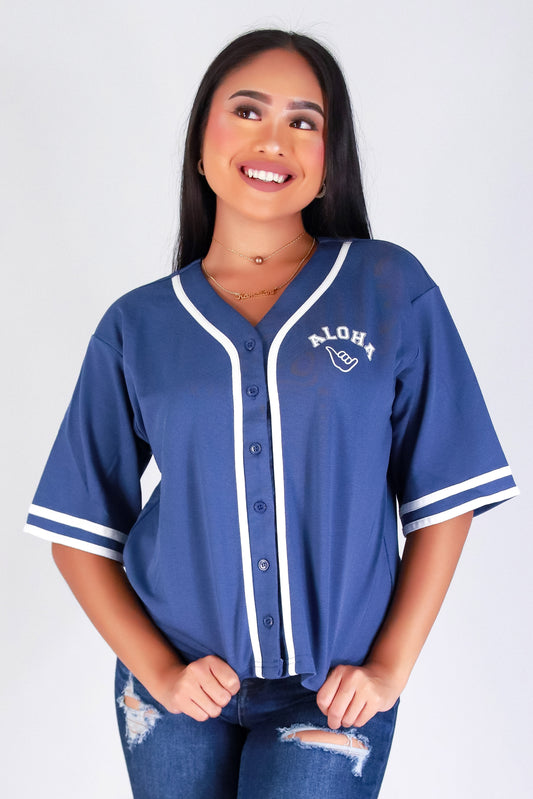 Jeans Warehouse Hawaii - S/S PRINT WOVEN CASUAL TOPS - ALOHA SHAKA BASEBALL JERSEY | By I JOAH
