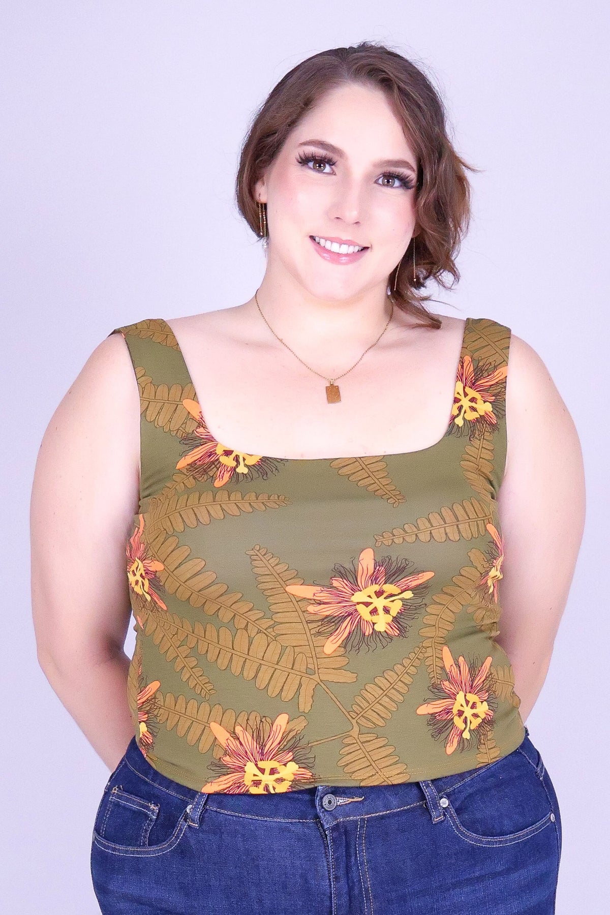 LILIKOI FERN SQUARE NECK TOP