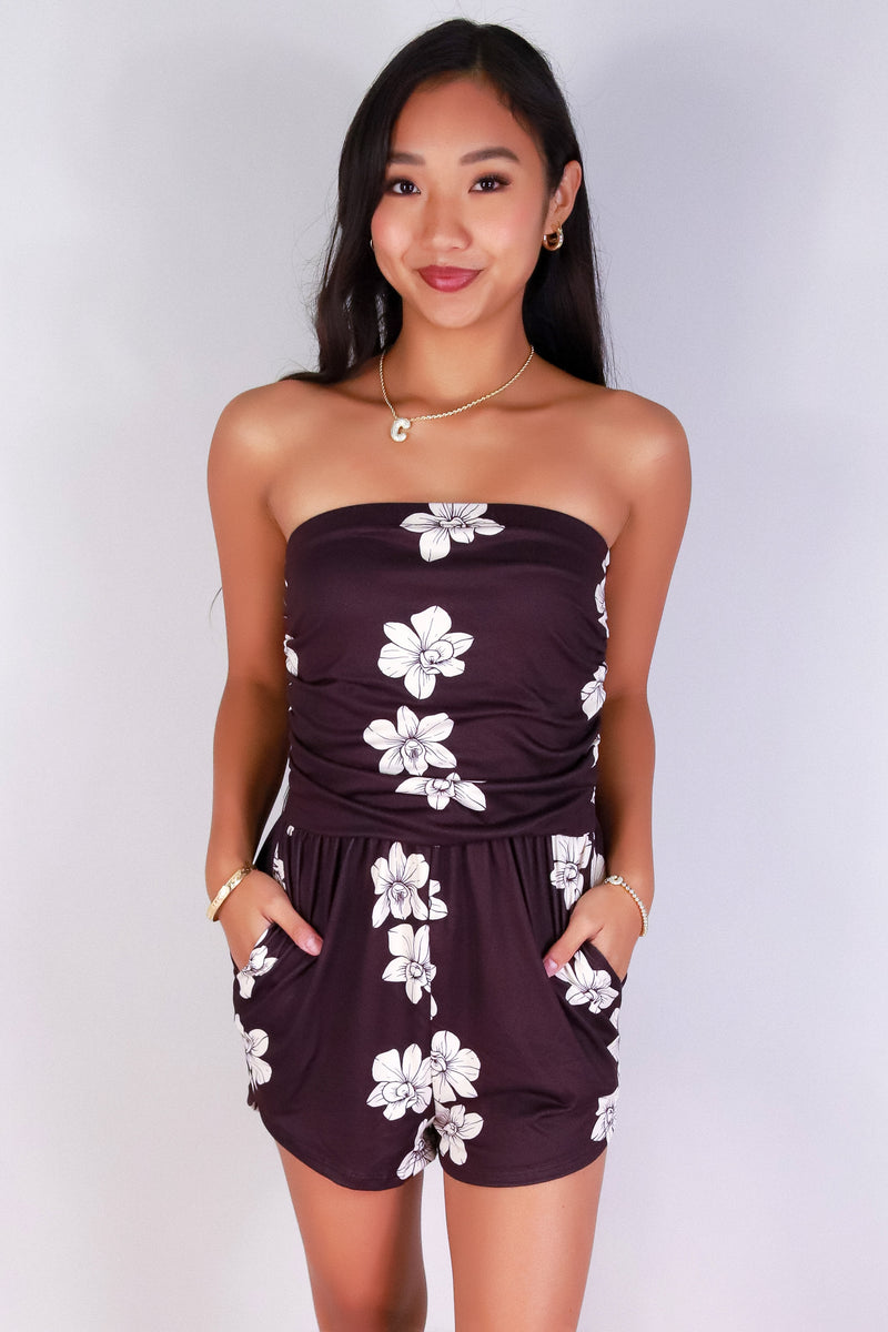 Jeans Warehouse Hawaii - PRINT CASUAL ROMPERS - ORCHID TUBE ROMPER | By LUZ