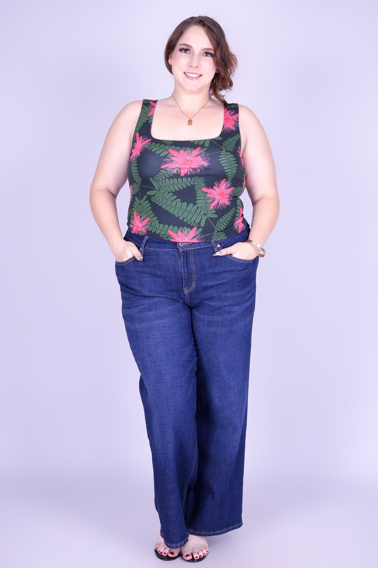 LILIKOI FERN SQUARE NECK TOP