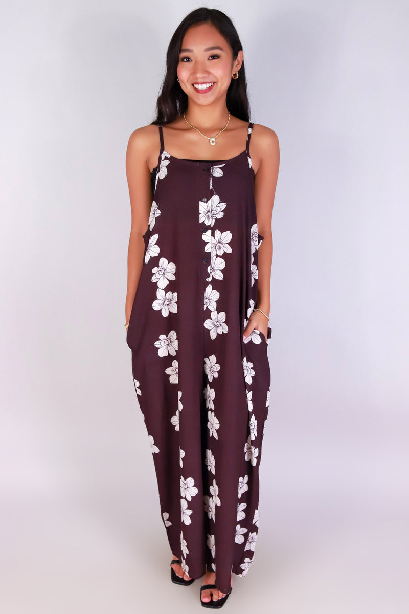 Jeans Warehouse Hawaii - PRINT CASUAL JUMPSUITS - ORCHID NO WAIST JUMPSUIT | By LUZ