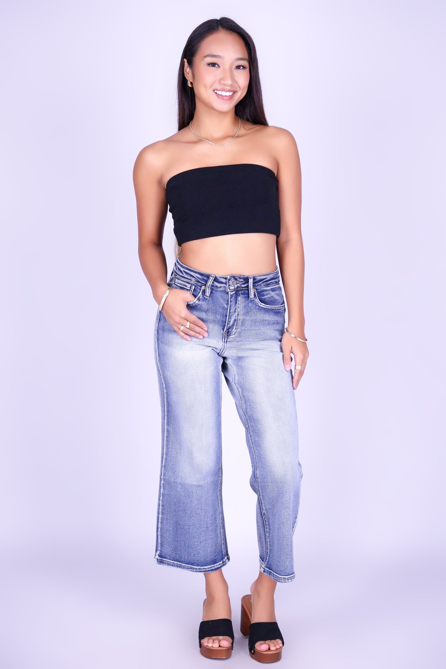 HIGHLINE CROP DENIM CAPRI'S