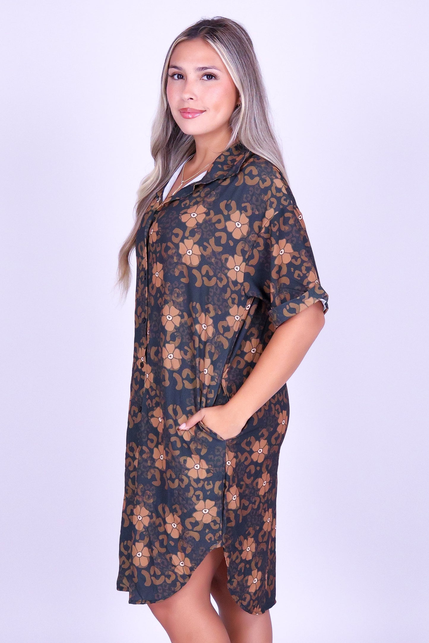 WILD PUAKENIKENI BUTTON DOWN DRESS