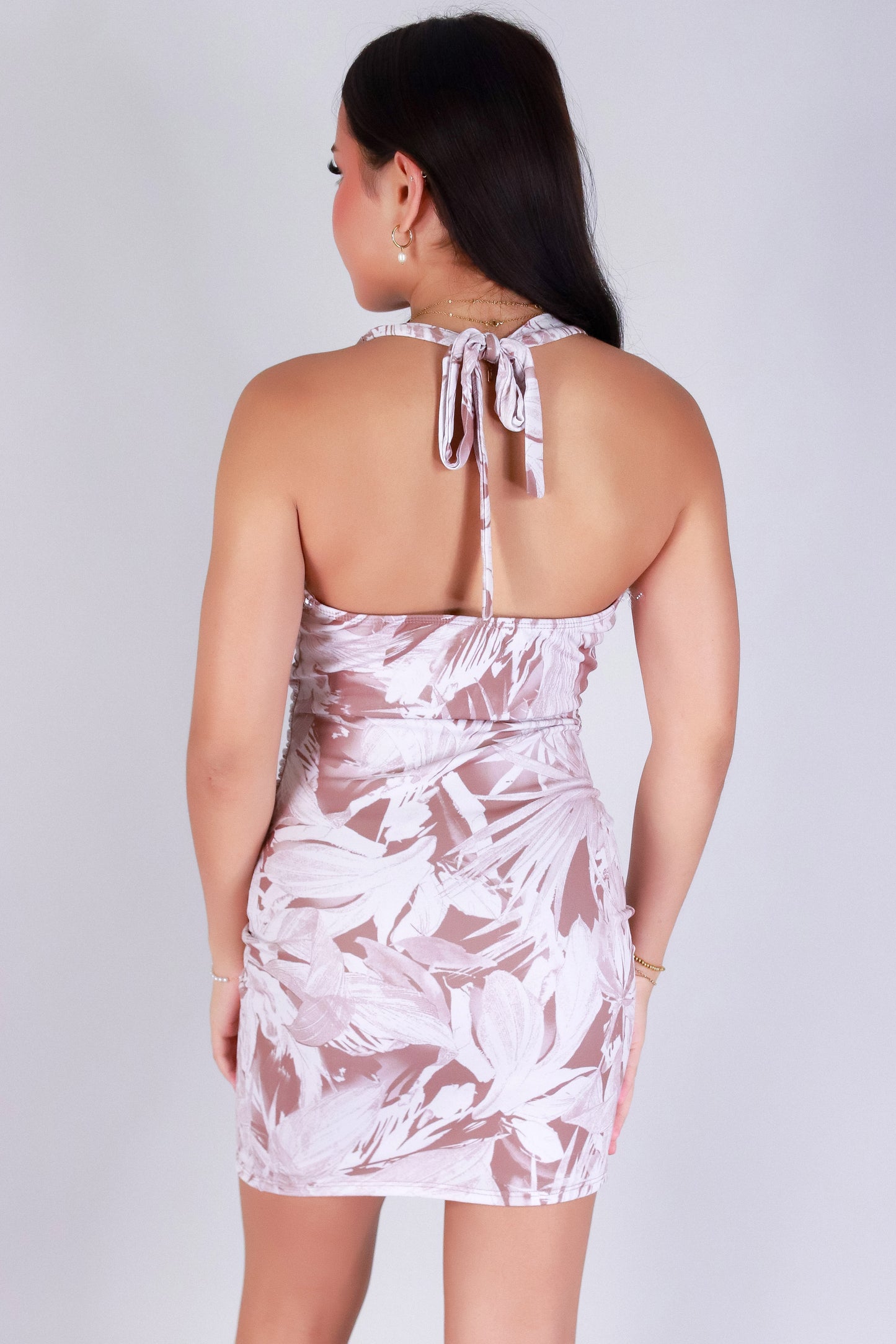 Jeans Warehouse Hawaii - S/L SHORT PRINT DRESSES - DRAPED IN DESIRE HALTER DRESS | By PAPERMOON/ B_ENVIED