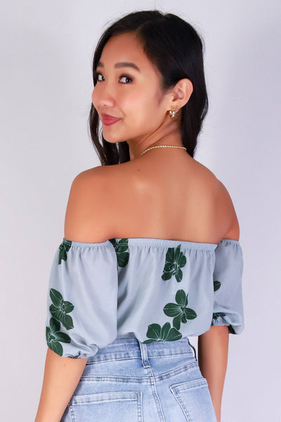 Jeans Warehouse Hawaii - S/S PRINT WOVEN DRESSY TOPS - ORCHID OFF SHOULDER TOP | By LUZ
