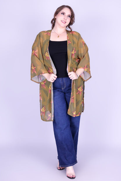LILIKOI FERN CHIFFON CARDIGAN