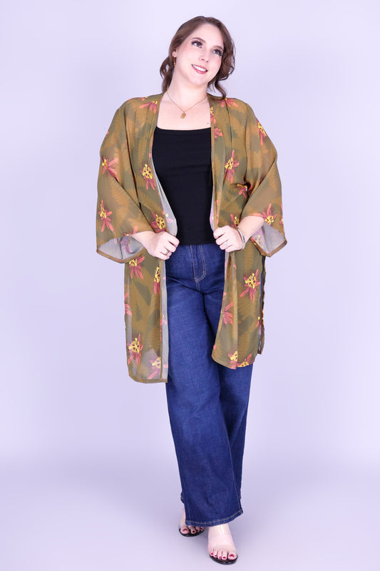 LILIKOI FERN CHIFFON CARDIGAN