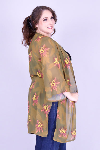 LILIKOI FERN CHIFFON CARDIGAN