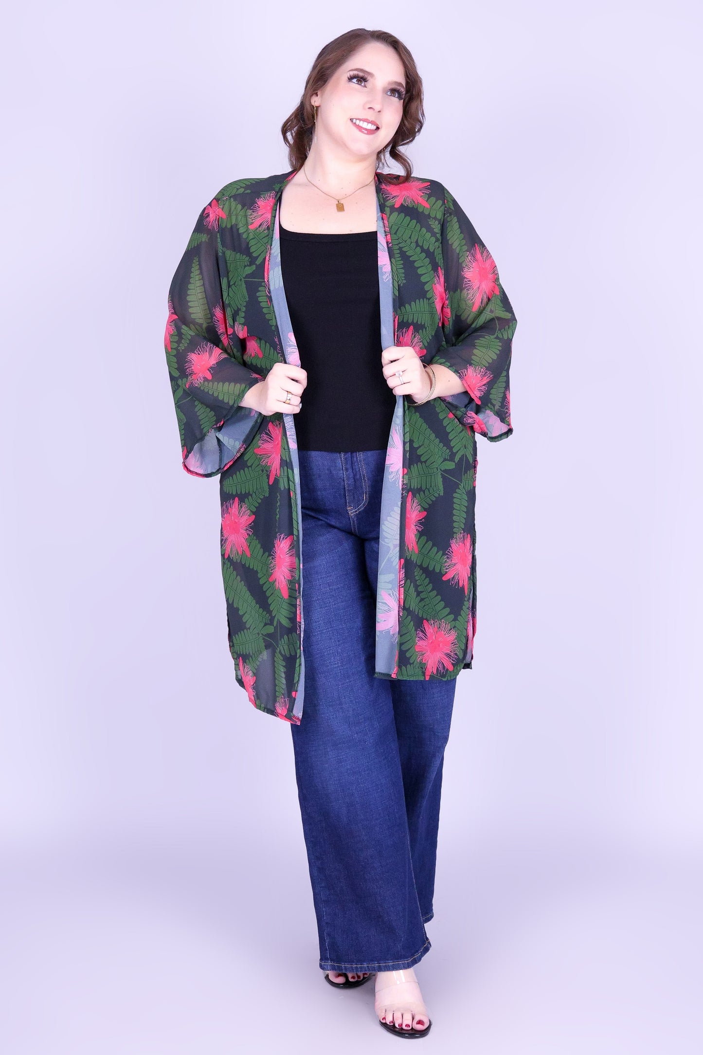LILIKOI FERN CHIFFON CARDIGAN