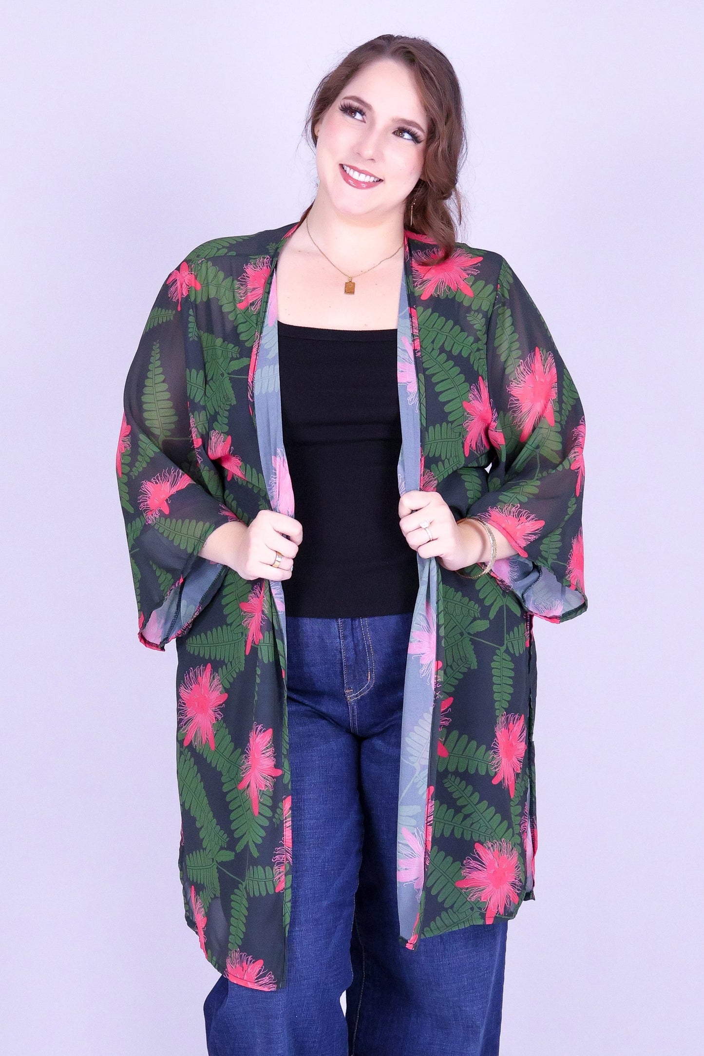 LILIKOI FERN CHIFFON CARDIGAN
