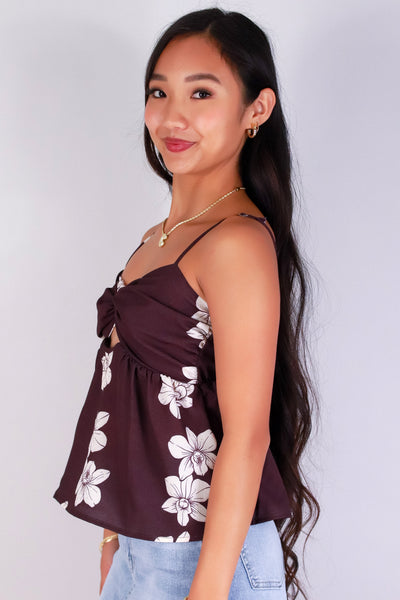 Jeans Warehouse Hawaii - TANK PRINT WOVEN DRESSY TOPS - ORCHID BABYDOLL TOP | By LUZ