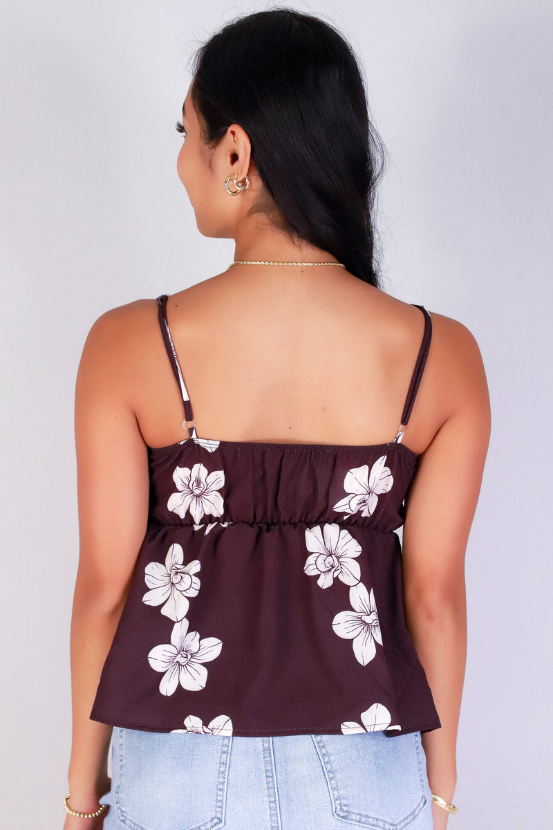 Jeans Warehouse Hawaii - TANK PRINT WOVEN DRESSY TOPS - ORCHID BABYDOLL TOP | By LUZ