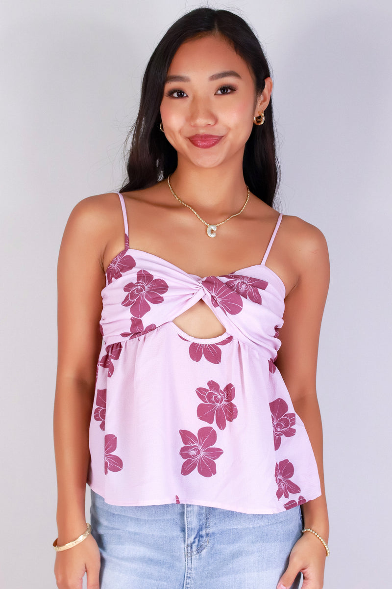 Jeans Warehouse Hawaii - TANK PRINT WOVEN DRESSY TOPS - ORCHID BABYDOLL TOP | By LUZ