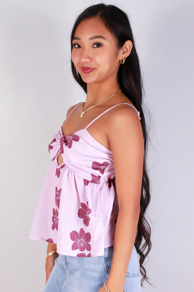 Jeans Warehouse Hawaii - TANK PRINT WOVEN DRESSY TOPS - ORCHID BABYDOLL TOP | By LUZ
