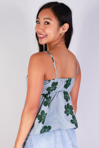 Jeans Warehouse Hawaii - TANK PRINT WOVEN DRESSY TOPS - ORCHID BABYDOLL TOP | By LUZ
