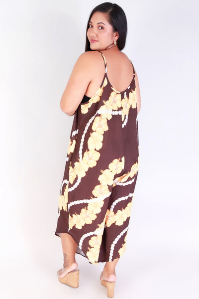 Jeans Warehouse Hawaii - PLUS PRINTED JUMPSUITS - HIBISCUS PIKAKE NO WAIST JUMPSUIT | By LUZ