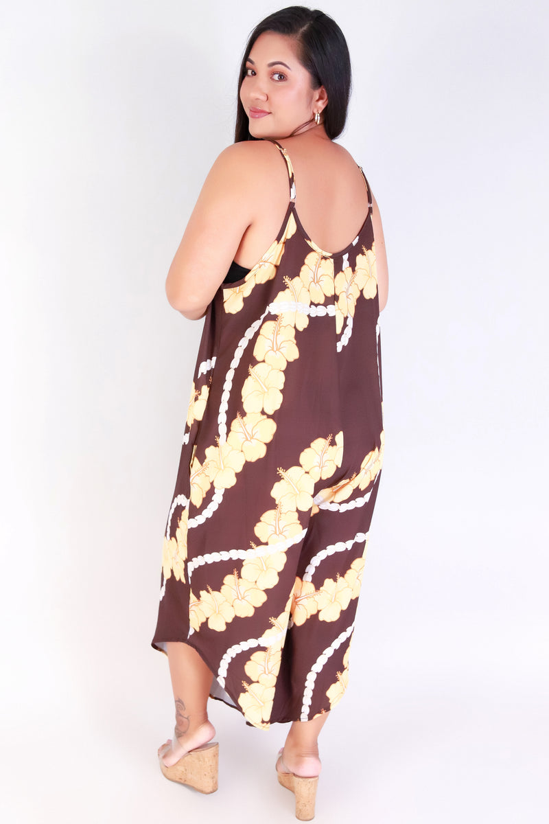 Jeans Warehouse Hawaii - PLUS PRINTED JUMPSUITS - HIBISCUS PIKAKE NO WAIST JUMPSUIT | By LUZ